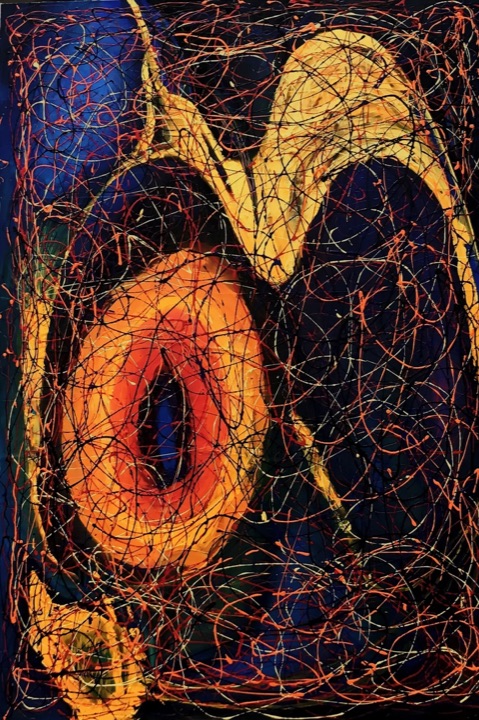 Cells, Mixed media on canvas · 48 × 72 in